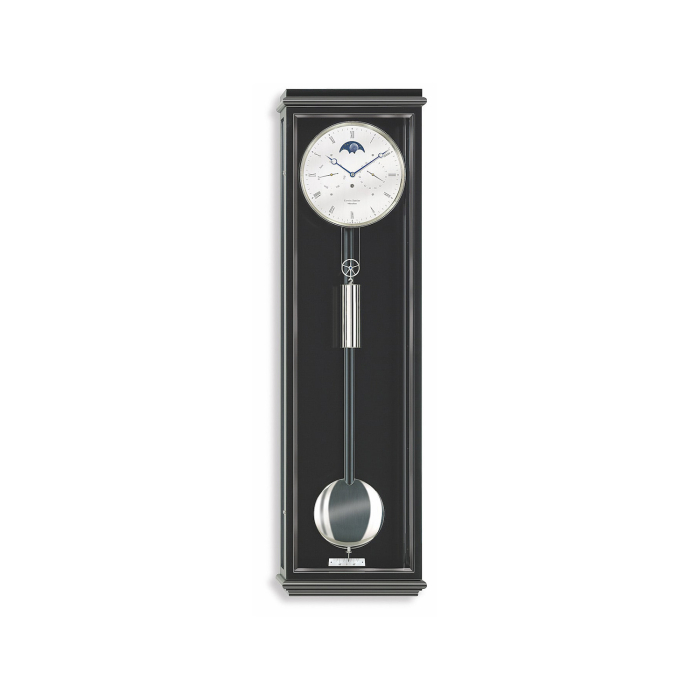Classica K 100 Wanduhr von Erwin Sattler in edlem schwarzen Design mit polierter Pendellinse