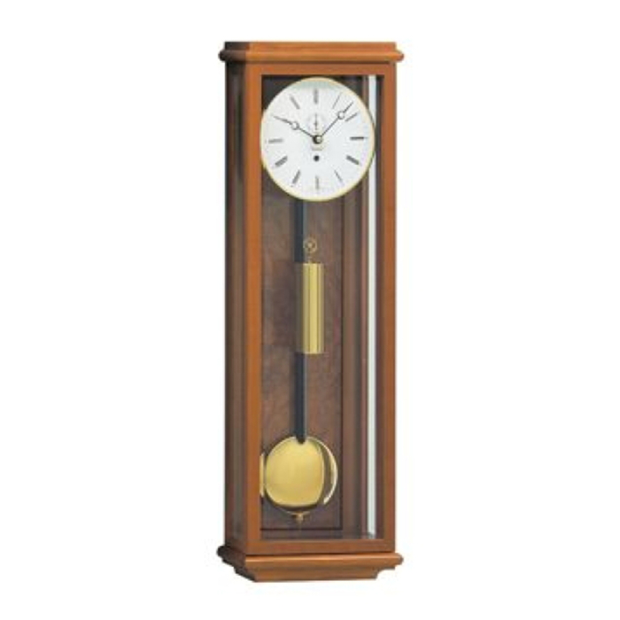 Kieninger Wanduhr 2851-41-01 – Edler Regulator in Kirschbaum mit goldfarbenem Pendel und Gewicht.