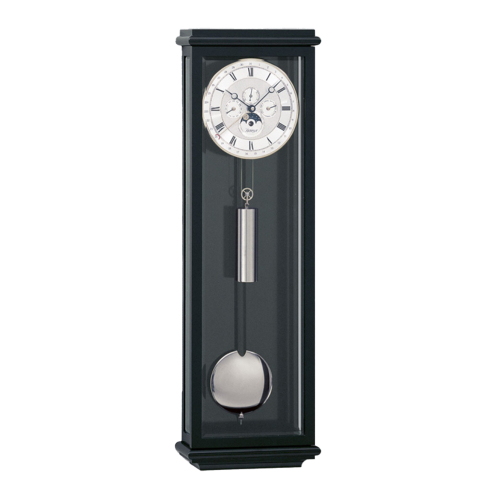 Kieninger Wanduhr 2851-96-01 – Präzisionsuhr in schwarzem Gehäuse mit Pendel und Mondphasenanzeige.