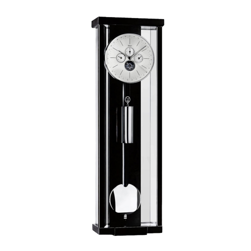 Exklusive Wanduhr Kieninger 2852-96-02 mit silbernem Zifferblatt und Mondphasenanzeige.