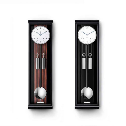 Erwin Sattler Classica S 100 M mit Makassar Rückwand in schwarzem Gehäuse mit unterschiedlichen Zifferblättern – technische Eleganz trifft Designvielfalt.