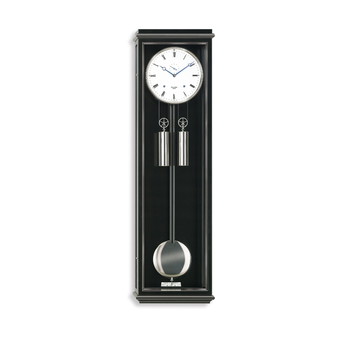 Klassischer Regulator Classica S 100 mit römischem Zifferblatt und poliertem Pendel in Schwarz