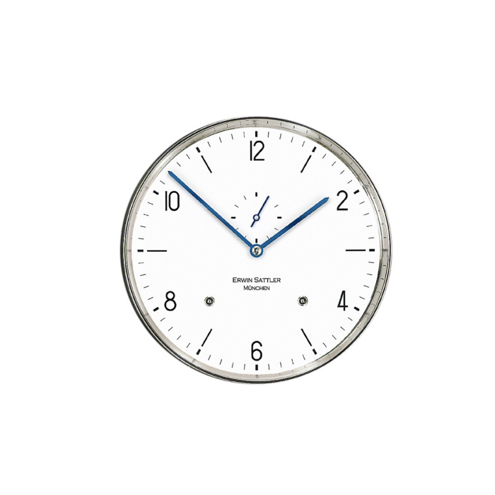 Arabisches Zifferblatt der Excelsia Standuhr von Erwin Sattler mit gebläuten Zeigern