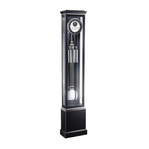 Kieninger Standuhr 0137-96-02 – elegante schwarze Standuhr mit verglastem Gehäuse