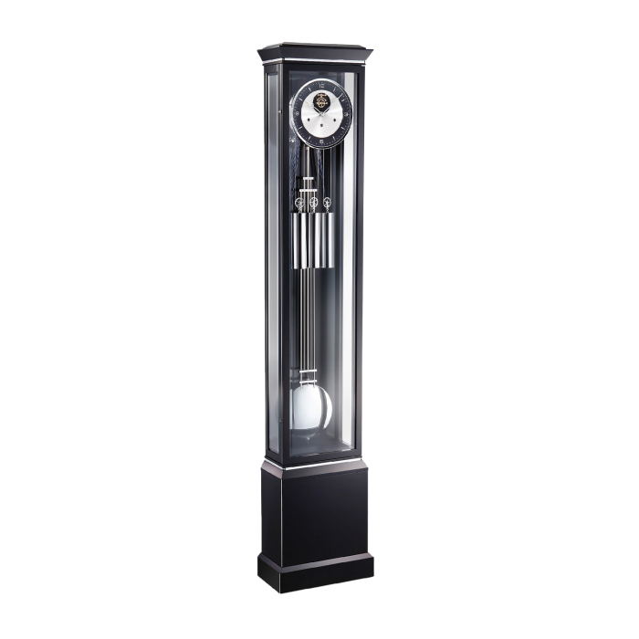 Kieninger Standuhr 0137-96-02 – elegante schwarze Standuhr mit verglastem Gehäuse