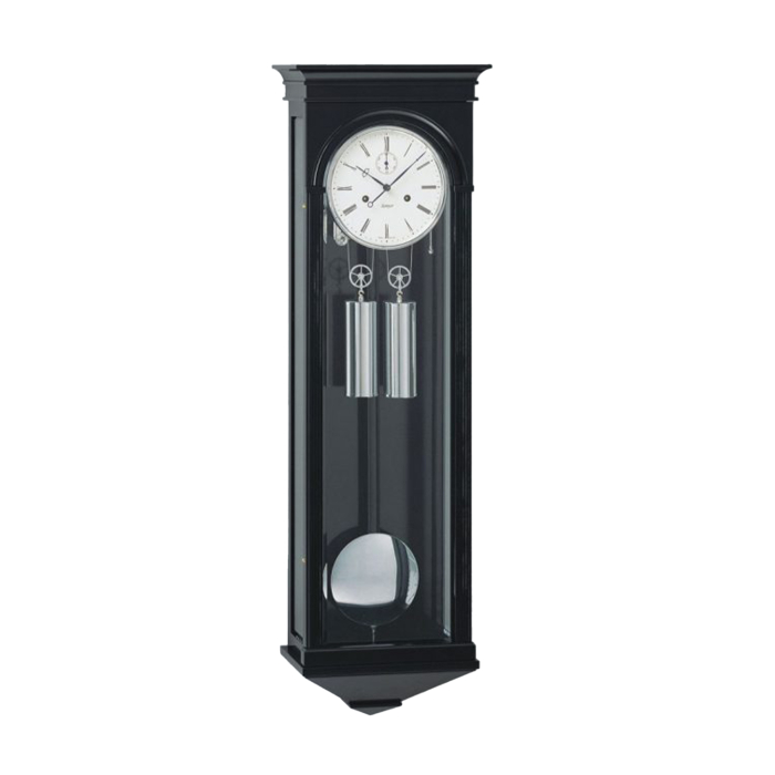 Klassischer Regulator Kieninger 2512-96-04 in Schwarz mit weißem Zifferblatt und römischen Zahlen