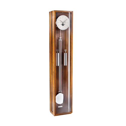 Kieninger Standuhr 0139-26-01 – moderne Nussbaum-Standuhr mit verglastem Gehäuse