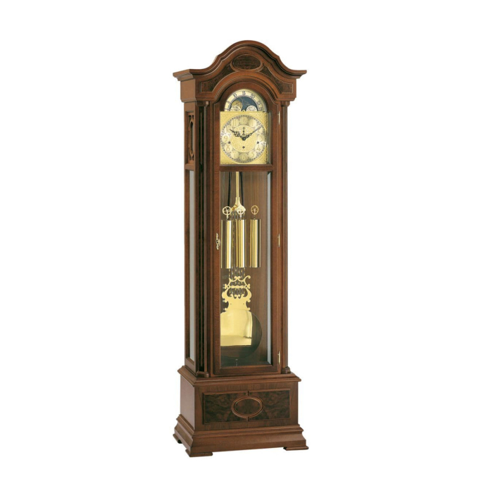 Kieninger Standuhr 0107-23-01 in Nussbaum antik mit verglaster Front und Pendel