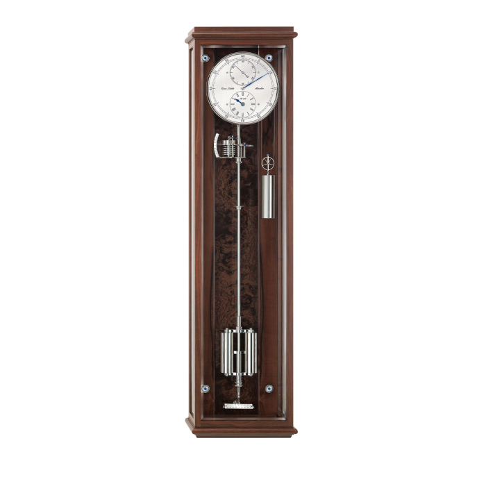 Erwin Sattler Classica Secunda 1985 – Edles Nussbaumgehäuse mit silbernem Gewicht und Pendel, traditionelle Uhrmacherkunst