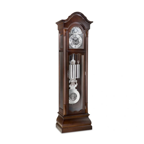Kieninger Standuhr 0141-22-01 Gothica – klassische Nussbaum-Standuhr mit verziertem Zifferblatt und Chrompendel