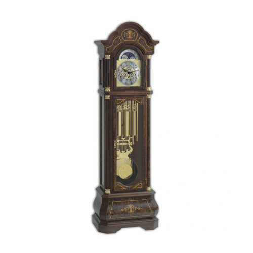 Kieninger Standuhr 0138-82-05 – Meisterstück in Nussbaum mit reich verziertem Gehäuse