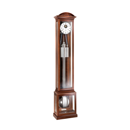 Kieninger Langpendeluhr 0142-22-01 – elegante Standuhr in Nussbaum mit verglastem Gehäuse