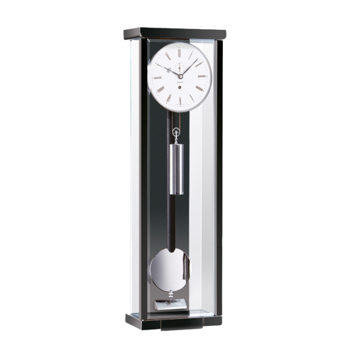 Kieninger Wanduhr 2852-96-01 Mariette mit vernickeltem Pendel und Gewicht im modernen Glasgehäuse