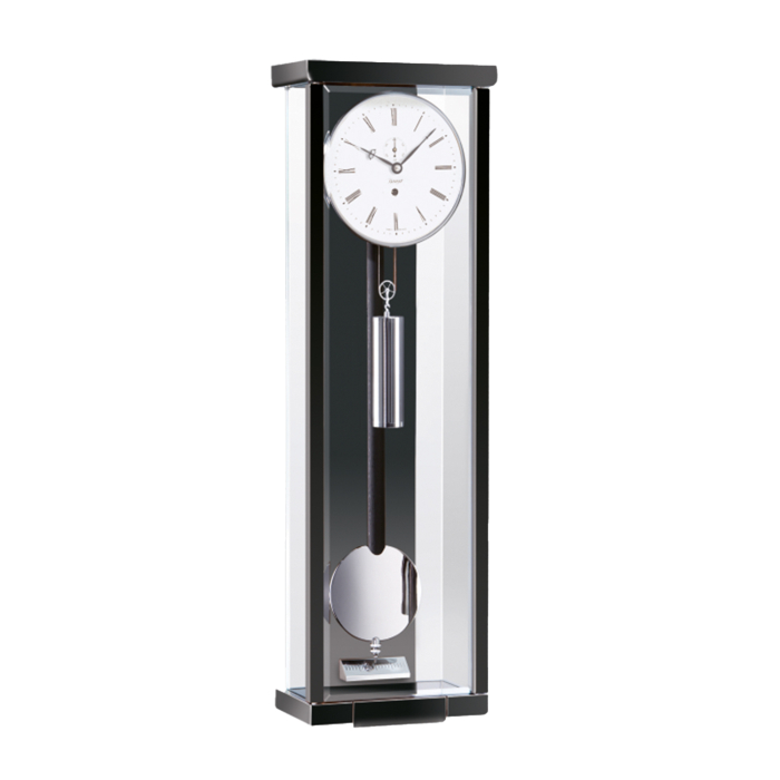 Kieninger Wanduhr 2852-96-01 Mariette mit vernickeltem Pendel und Gewicht im modernen Glasgehäuse