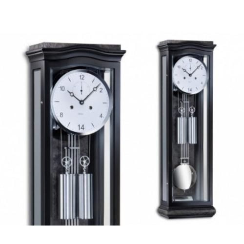 Kieninger Wanduhr 2593-96-01 Aurora mit schwarzem Gehäuse und verglaster Frontansicht