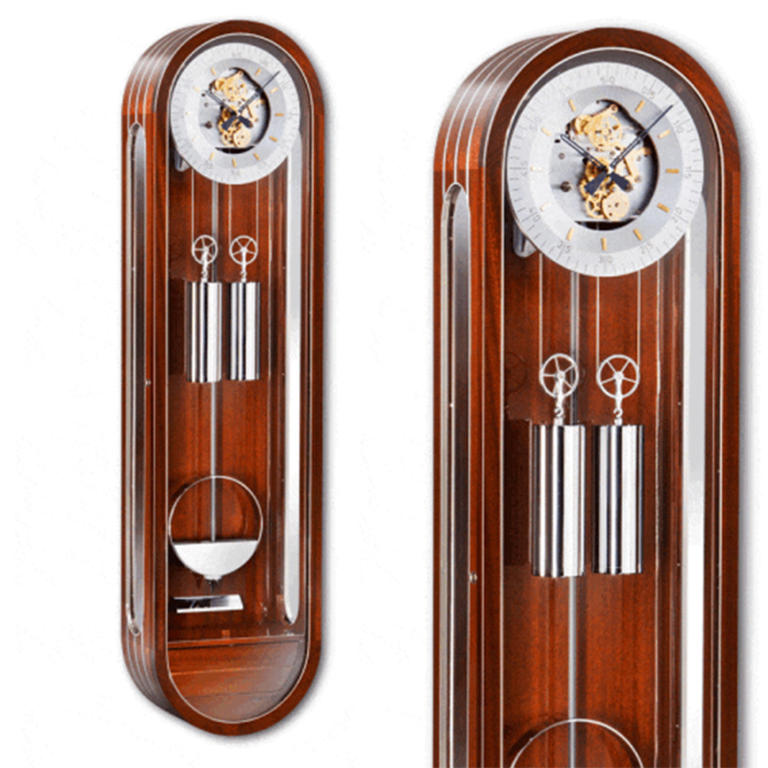 Kieninger Wanduhr Riva 2592-31-01 Detailansicht mit verchromten Gewichten