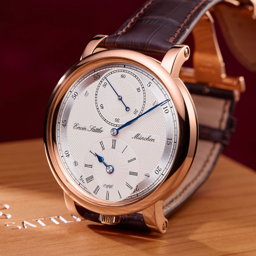 Edle Handaufzugsuhr Regulateur 1920 von Erwin Sattler mit klassischem Regulator-Zifferblatt