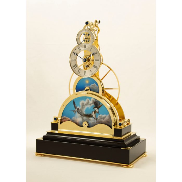 Sinclair Harding Tischuhr Sun and Moon Clock, vergoldet mit Schwarzem Sockel