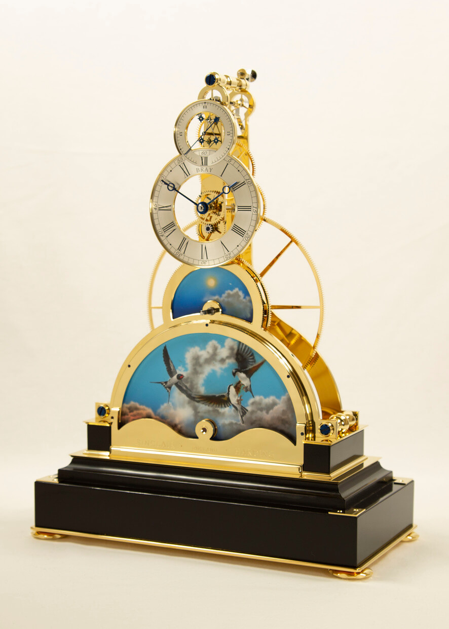 Sinclair Harding Tischuhr Sun and Moon Clock, vergoldet mit Schwarzem Sockel