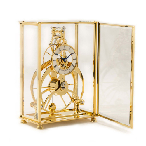 Sinclair Harding Tischuhr Rosemary in Gold – elegante Skelettuhr mit offenem Glasgehäuse