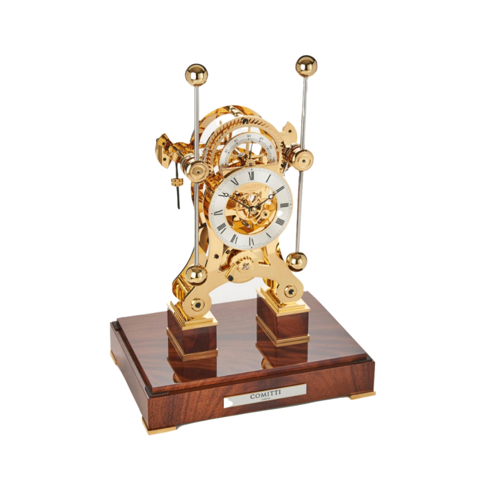 Comitti London - Tischuhr "The Navigator" – Luxus-Marinechronometer mit vergoldetem Werk und Mahagonisockel – Bild 2