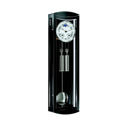 Hermle Wanduhr 70650-740058 mit mechanischem 8-Tage-Uhrwerk, schwarzes Gehäuse, Frontansicht