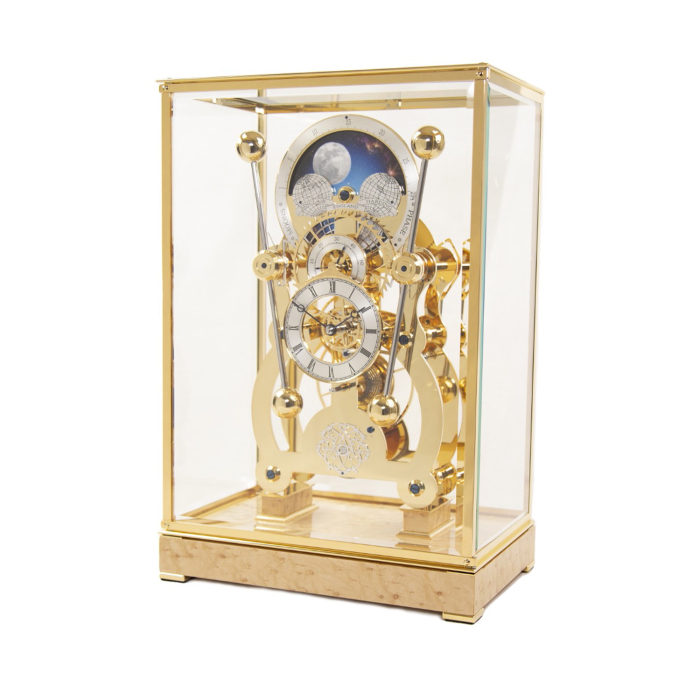 Sinclair Harding Moonphase Sea Clock im Glasgehäuse – luxuriöse Tischuhr mit Mondphasenanzeige