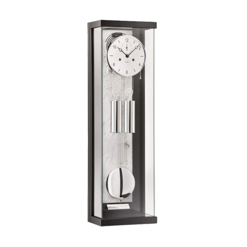 Kieninger Wanduhr 2551-95-01r mit modernem Design, Pendel und Gewichten in verglastem Gehäuse