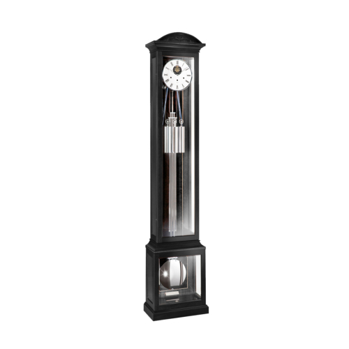 Kieninger Langpendeluhr 0142-92-01 – elegante Standuhr in Schwarz mit verglastem Gehäuse