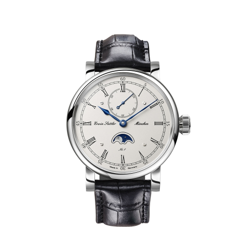 Handgefertigte Armbanduhr Classica Lunaris von Erwin Sattler – deutsche Uhrmacherkunst mit Mondphase