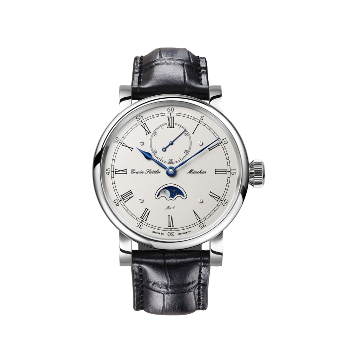 Handgefertigte Armbanduhr Classica Lunaris von Erwin Sattler – deutsche Uhrmacherkunst mit Mondphase