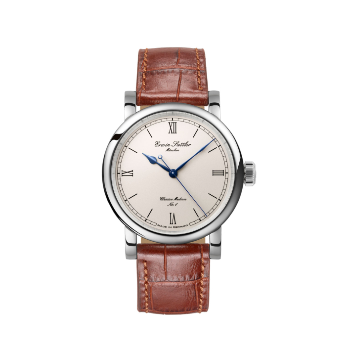 Armbanduhr Erwin Sattler Classica Medium mit braunem Lederarmband