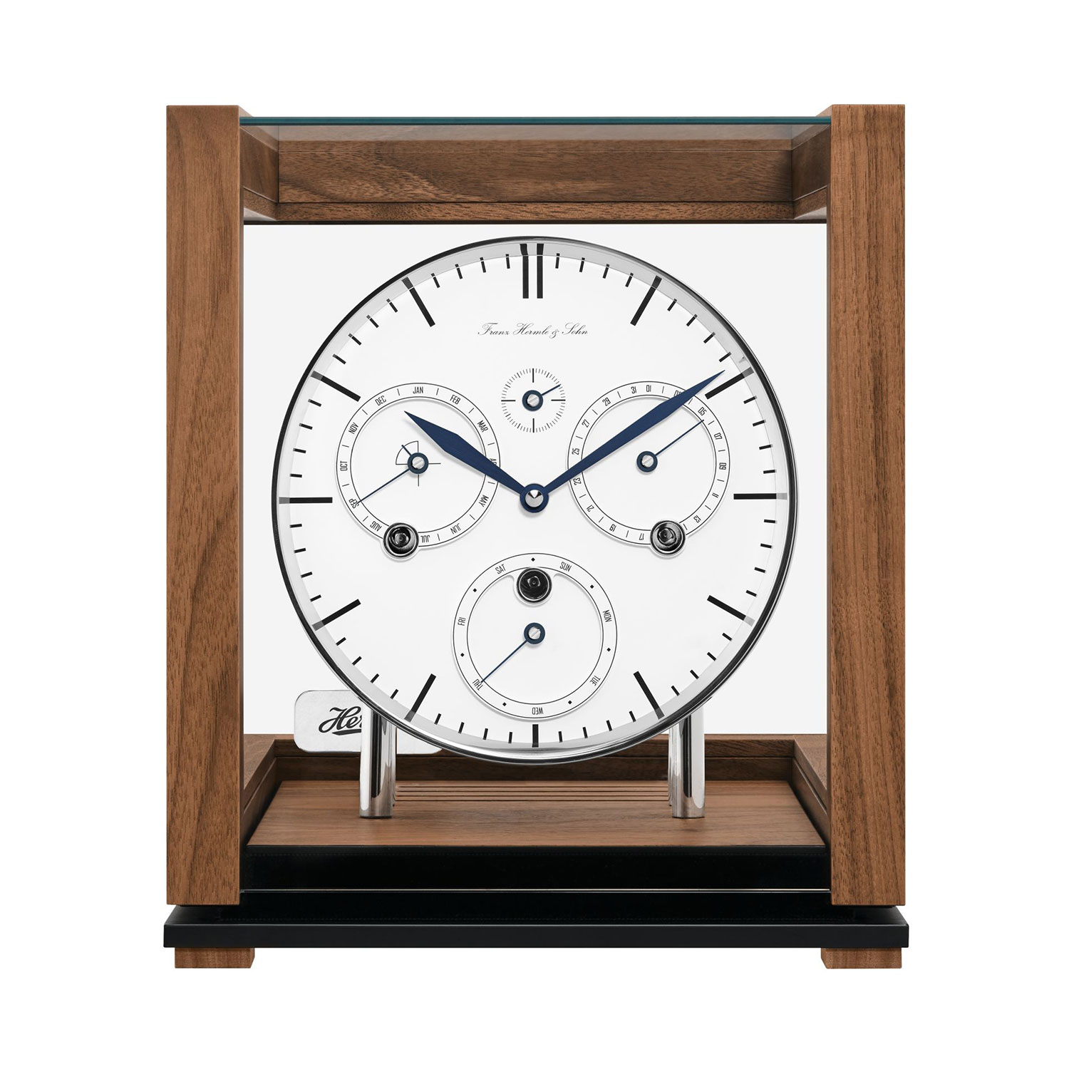 Hermle 23059-030352 Ewiger Kalender Tischuhr mit Westminsterschlagwerk und Holzgehäuse