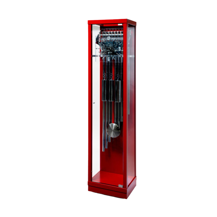 Kieninger Standuhr 0125-77-02 im modernen Design mit rotem Schleiflack und verglastem Gehäuse