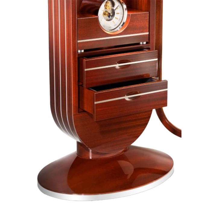 Sockeldetail der Kieninger Standuhr 0192-31-01 „Riva“ mit integrierten Schubladen
