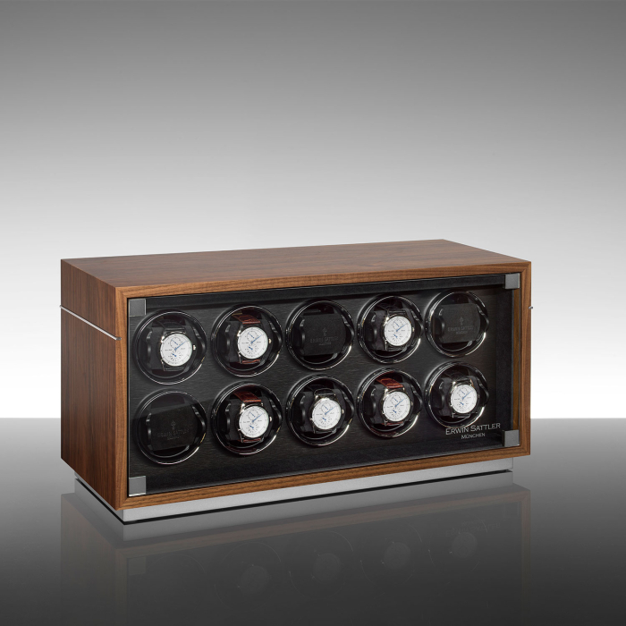 Erwin Sattler Rotalis 10 Wood in Braun – geschlossener Uhrenbeweger für 10 Automatikuhren