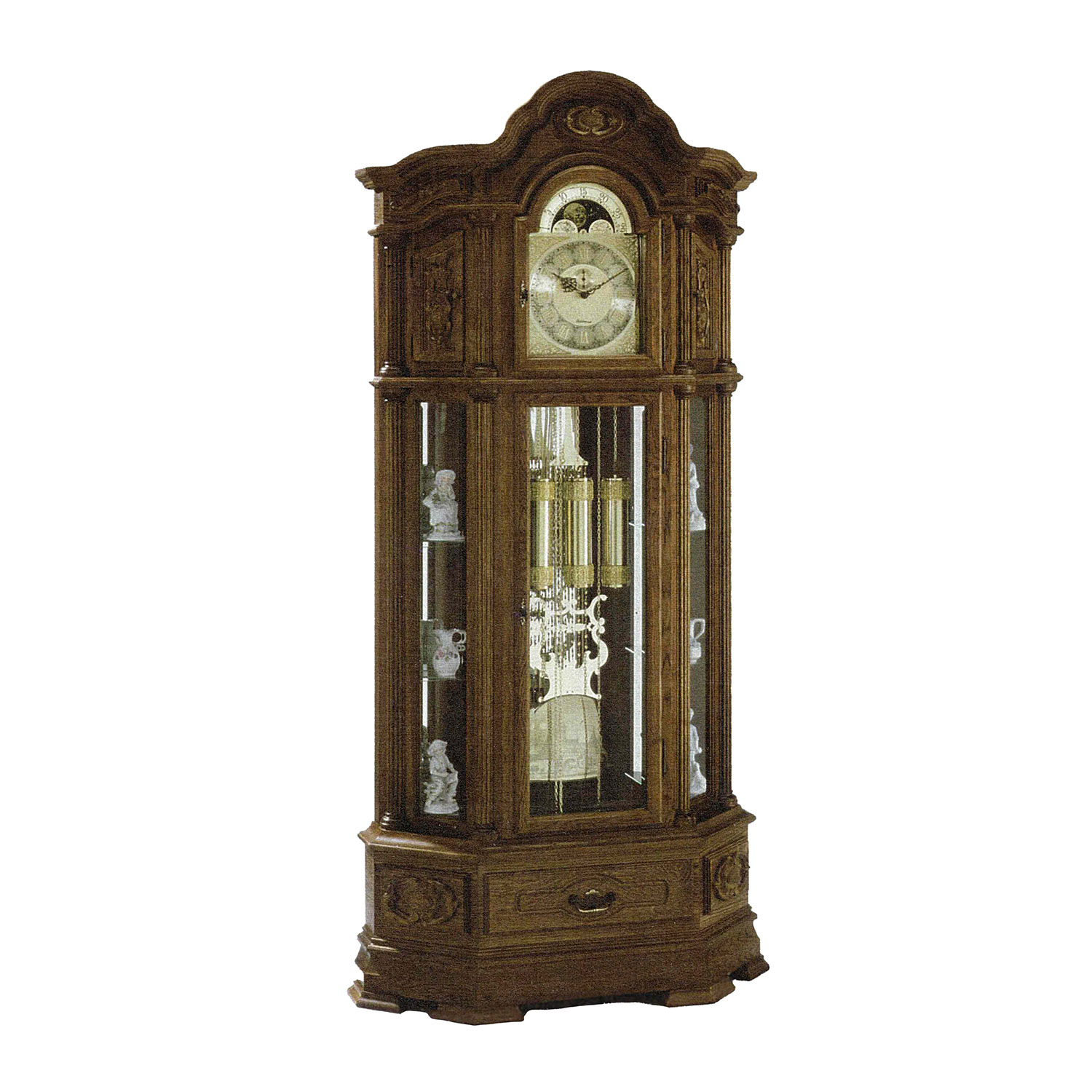 Schwarzwald Standuhr 28 SN/V Eiche Schnitzereien mit Kieninger Uhrwerk