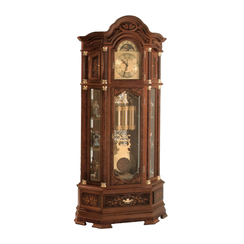 Schwarzwald Standuhr 28 SN V Nussbaum mit Wurzel Intarsien & Kieninger Uhrwerk