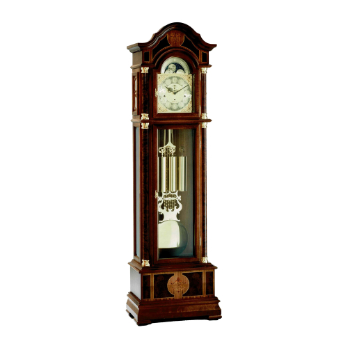 Schwarzwald Standuhr 40 D Nussbaum mit Intarsien & Kieninger Uhrwerk