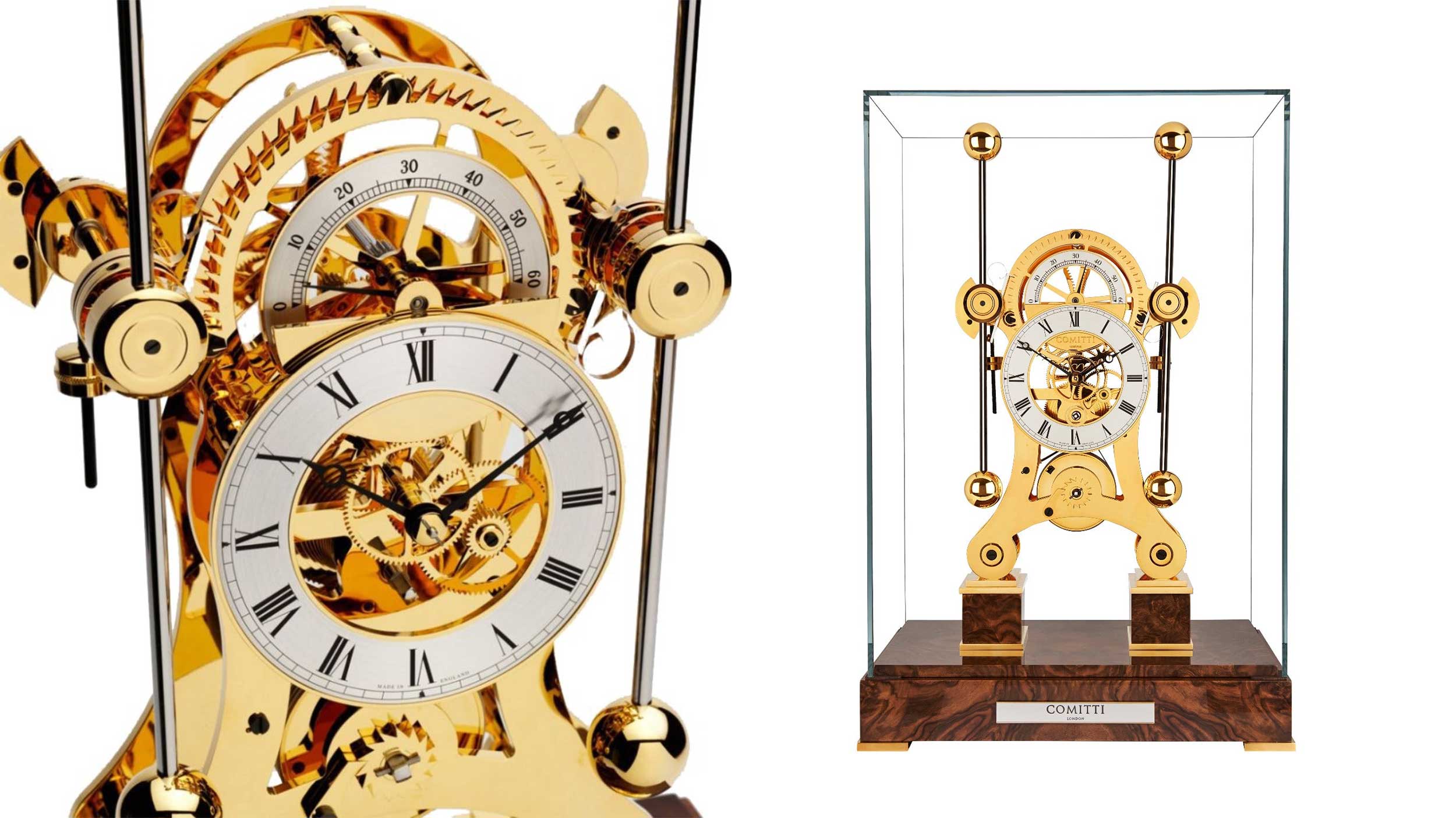 Exklusive Tischuhr The Navigator Gold von Comitti London - LayerSlider