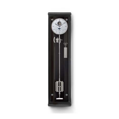 Erwin Sattler Secunda Lunaris M exklusive Präzisionswanduhr mit Tourbillon, Mondphase und Nussbaumgehäuse.