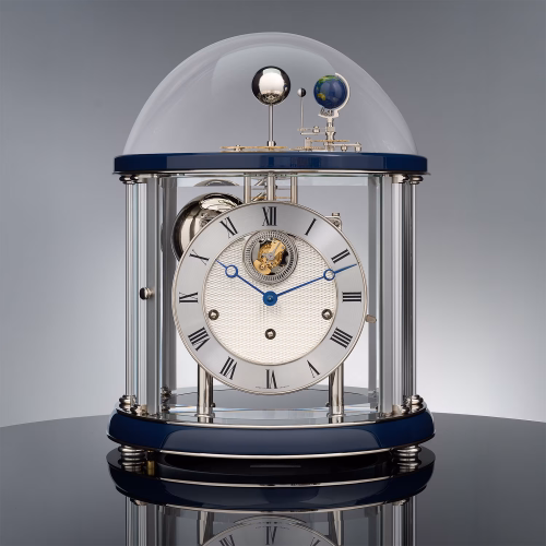 Hermle Tellurium Chrome Tourbillon 23070-V30352 Table Clock, Ambiente Blue